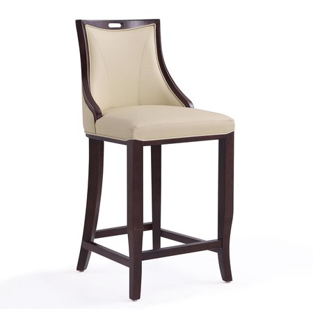 MANHATTAN COMFORT Emperor Bar Stool in Cream and Walnut BS008-CR